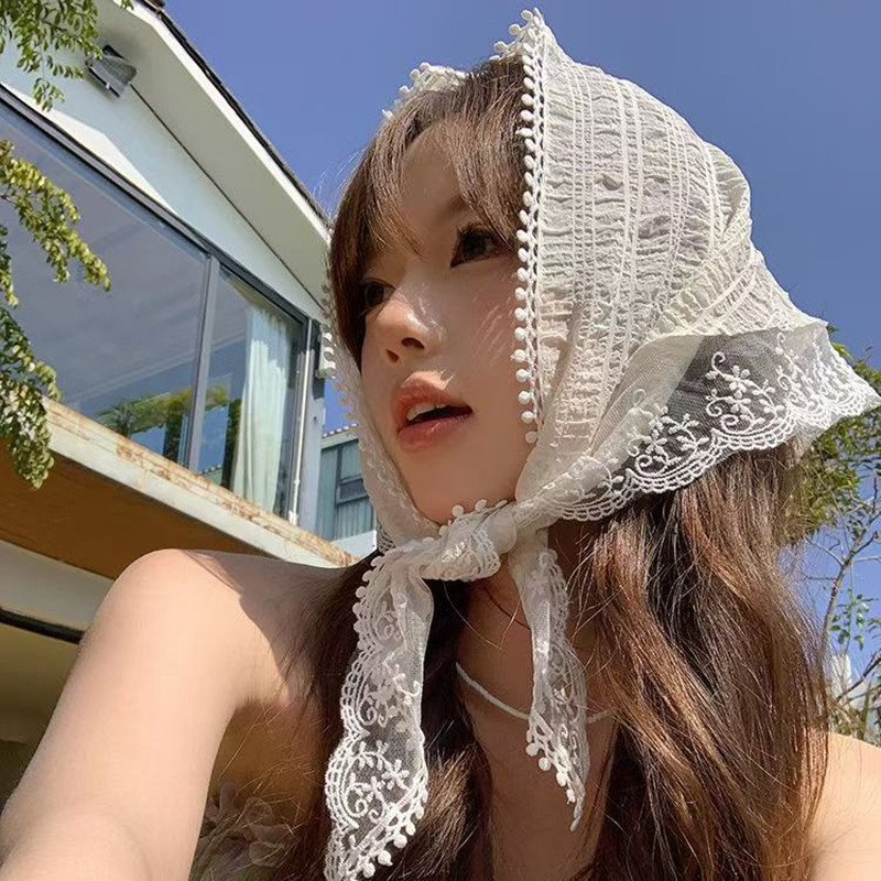 Travel Hair Accessories - Aksesori Fashion bungkus rambut segitiga renda