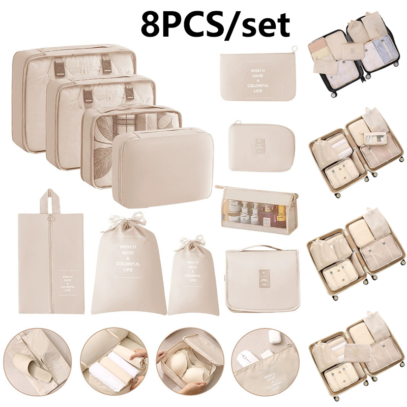 Travel Accessories Packing Cubes - 8 Buah Set Kubus Pengemas Perjalanan