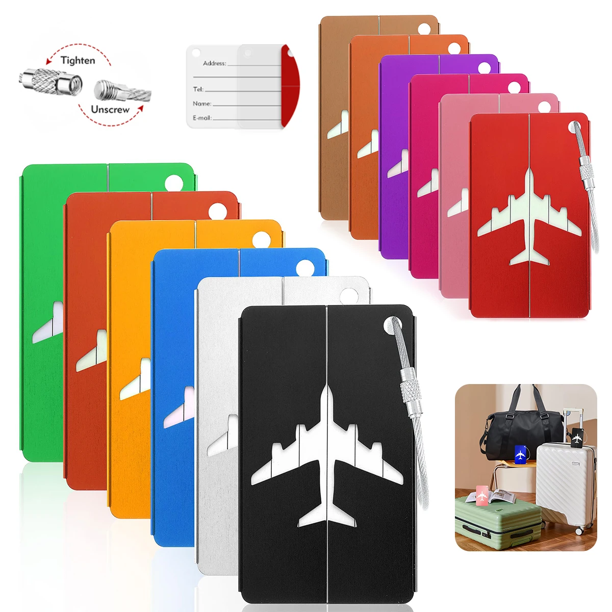 Qantas Travel Accessories - Tag Bagasi Perjalanan Bahan Aloi Aluminium