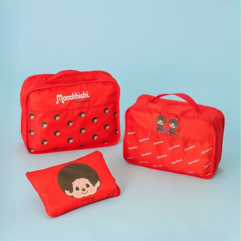 Travel Accessories Set - 3 Buah/Set Tas Penyimpanan Kartun Monchhichi