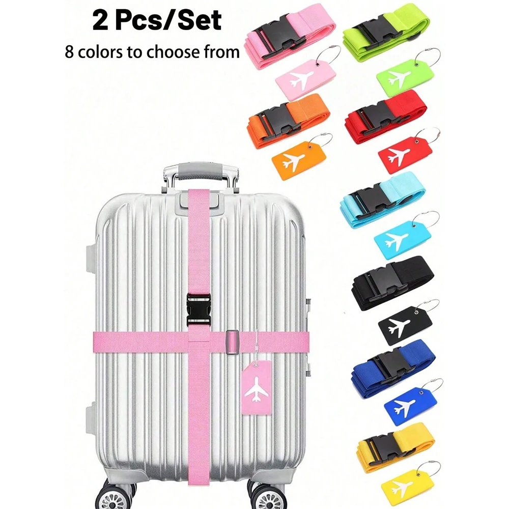 Travel Accessories Luggage Straps - Set Tali Pengikat Koper dengan Label