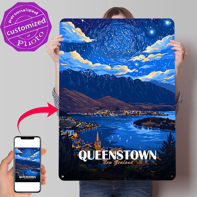Travel Accessories New Zealand - Poster Logam Bertekstur 3D Personalisasi Perjalanan
