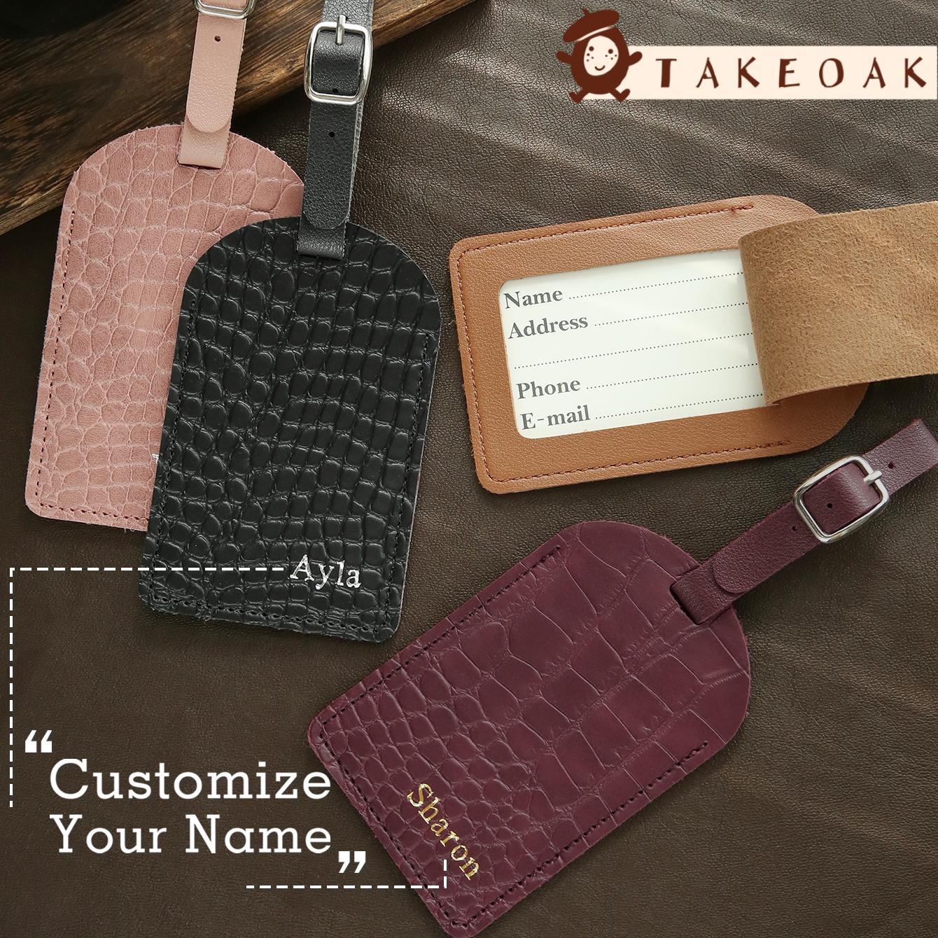 Travel Accessories Luggage Straps - Tag Bagasi Kulit Tekstur Croc Nama