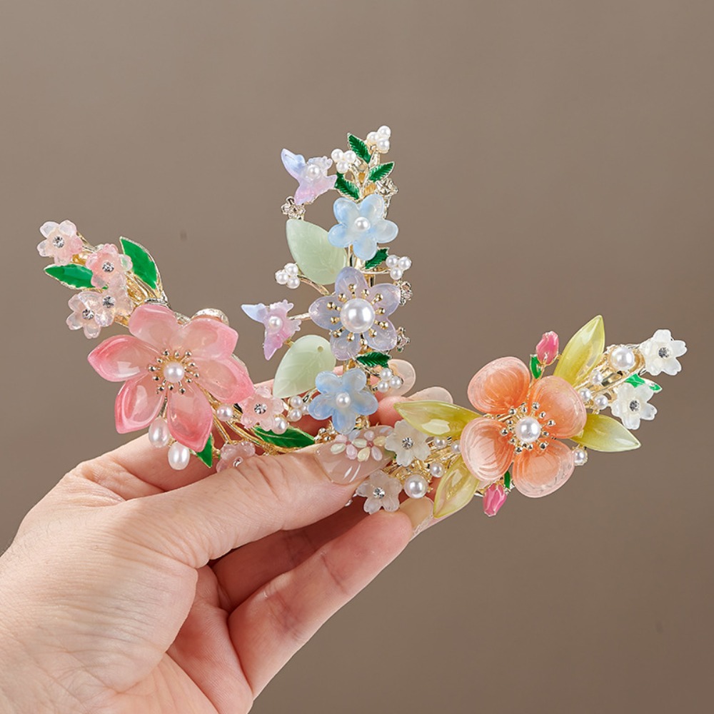 Travel Hair Accessories - Jepit Rambut Mutiara Bunga Gaya Cina,