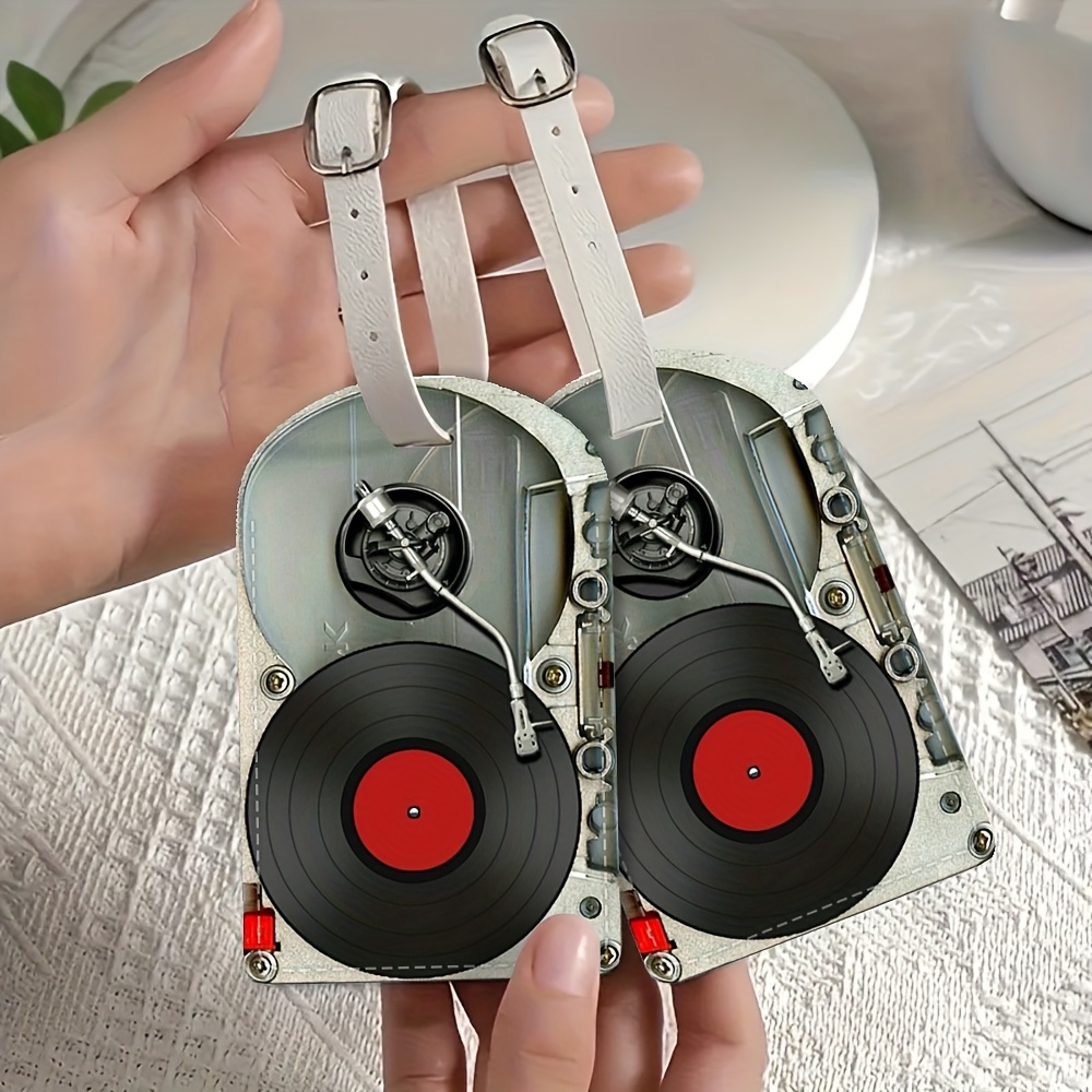 Travel Accessories Luggage Straps - Tag Bagasi Pemutar Piringan Hitam Vintage
