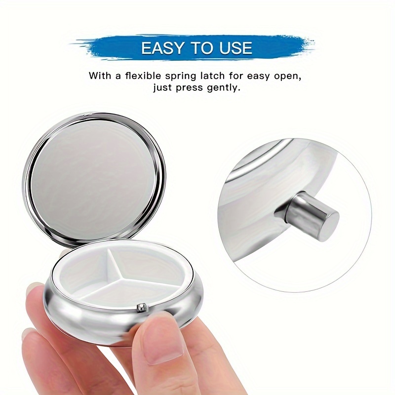 Kotak pil logam bundar, datar, - Travel Related Accessories ulasan dan harga